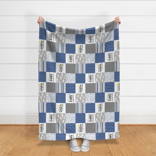 You are my sunshine//Classic Blue - Wholecloth Cheater Quilt - Rotated