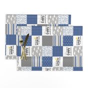 3 inch You are my sunshine//Classic Blue - Wholecloth Cheater Quilt - Rotated