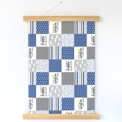 3 inch You are my sunshine//Classic Blue - Wholecloth Cheater Quilt - Rotated