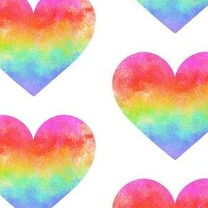 Rainbow watercolor hearts (large)