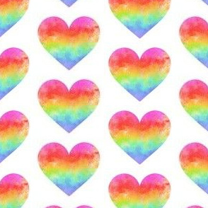 Rainbow watercolor hearts (small)