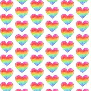Rainbow watercolor hearts (mini)