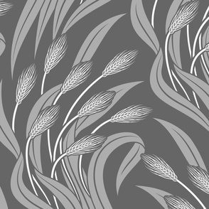 Waving Wheat Fields - Neo Art Deco - dark grey - extra large scale