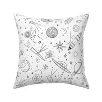 large - intergalactic adventures - white with black color wash