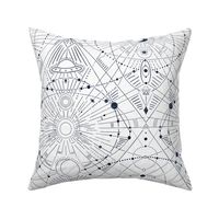 large- multidimensional Space travel - white with indigo color wash