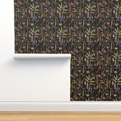 Grasses Birds Bees dark floral