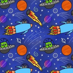 Galaxy Cats Fabric, Wallpaper and Home Decor
