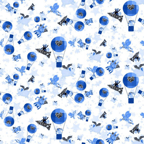 Blue Pigs Fly on White 18 x 18