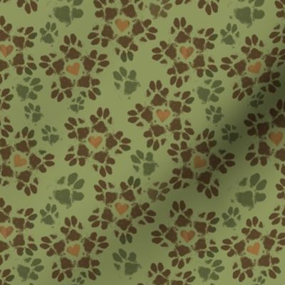 Small Puppy Paws Floral,  Camo