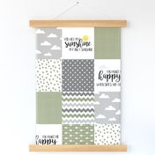 You are my sunshine//Sage - Wholecloth Cheater Quilt