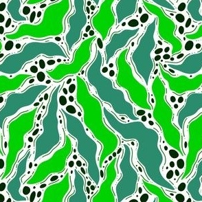 Spring Summer abstract emerald green leaves pattern