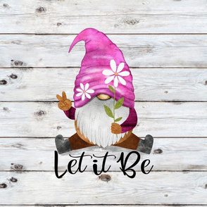 Let It Be Pink Daisy Gnome 18 inch square
