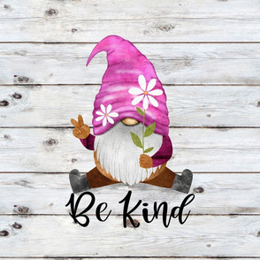 Be Kind Pink Daisy Gnome 18 inch square