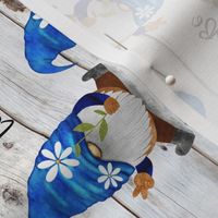 Let it Be Blue Daisy Gnomes on Shiplap Rotated - medium scale