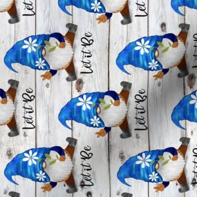 Let it Be Blue Daisy Gnomes on Shiplap Rotated - medium scale