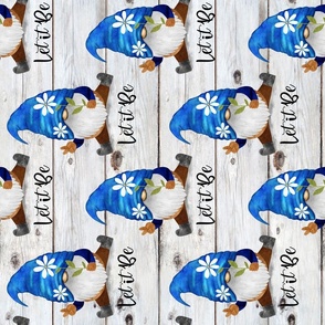 Let it Be Blue Gnomes on Shiplap Rotated - large scale