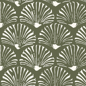 LARGE Art Deco Scallop - Lola -Juniper green