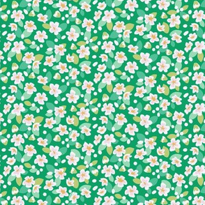 Spring Floral Pear blossom ditsy green by Pippa Shaw