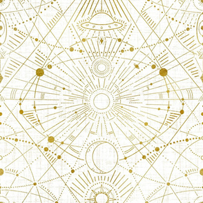 extra large - multidimensional Space travel - white and gold