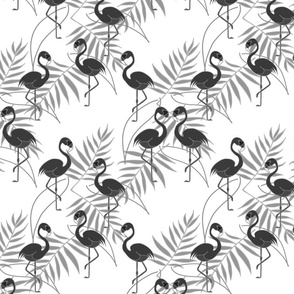 Fantastic Flamingos #2 - greyscale on white, medium