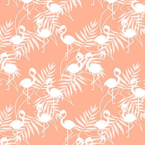 Fantastic Flamingos - white on apricot, medium