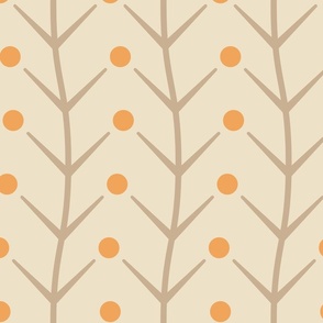 Branches and berries - Beige, brown, orange - Big