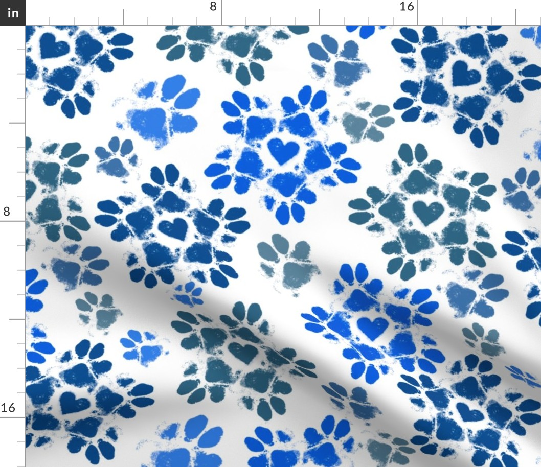 Puppy Paws Floral, blue