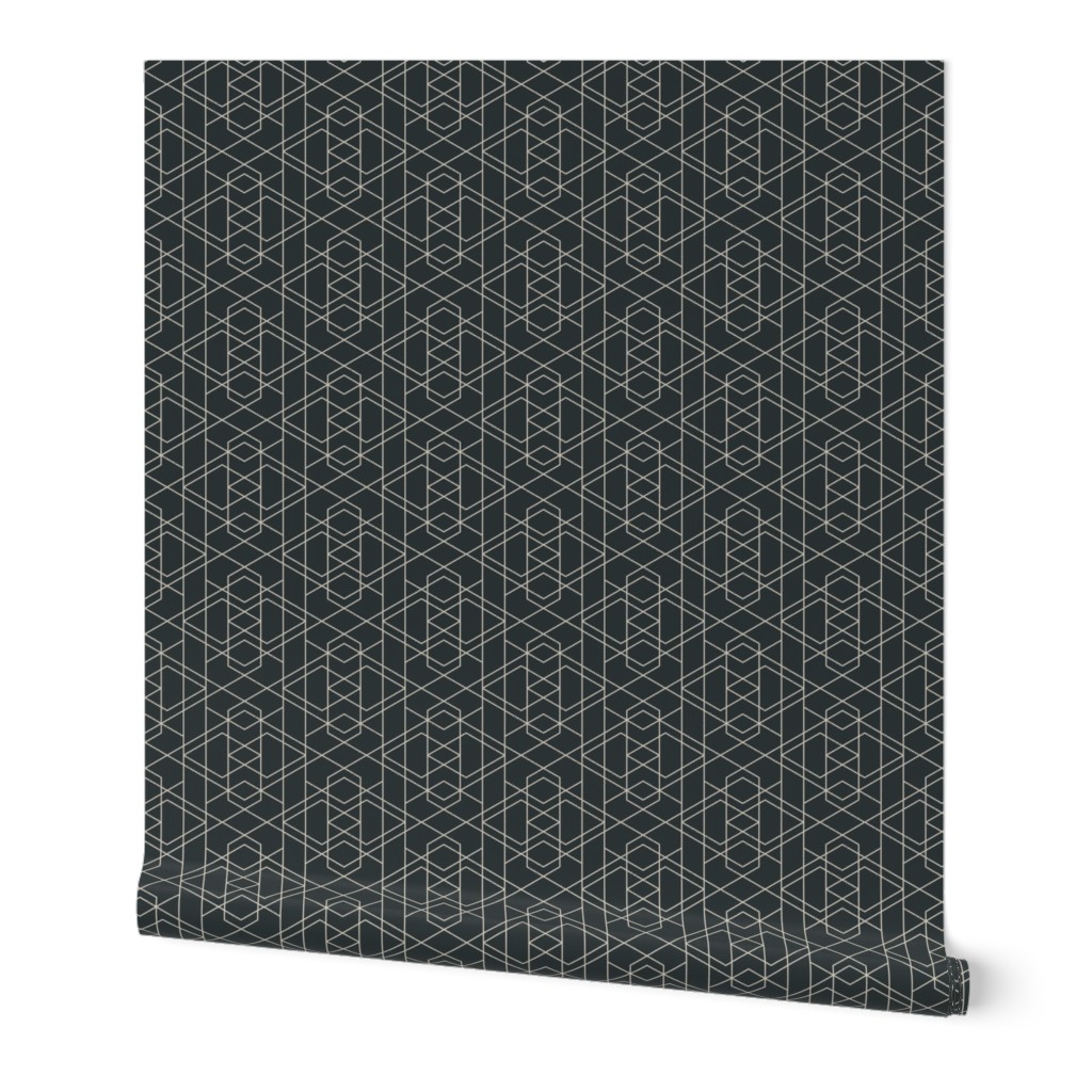 Geometry gone wild - Charcoal black, bone white - Medium