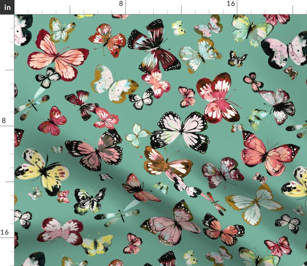 Butterflies Wings Mint Green coral Medium