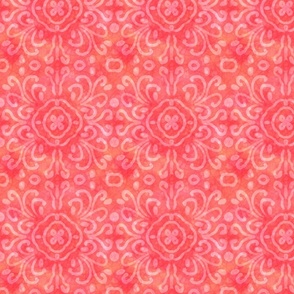 Batik style, coral hues