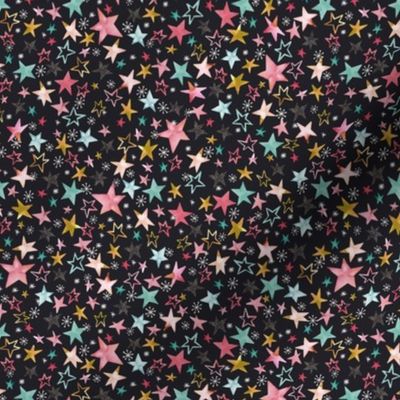 Winter stars Multicolored Black Micro