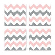 1" white gray pink chevron