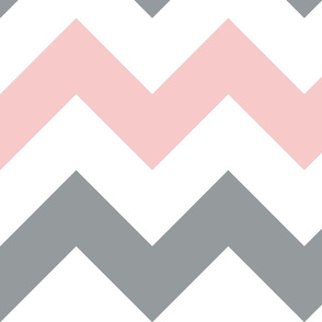 3" white gray pink chevron