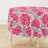 Rhododendron Retro Floral Spring Botanical in Fuchsia Hot Pink Red Lavender Purple Blue - Original - LARGE Scale - UnBlink Studio by Jackie Tahara