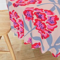 Rhododendron Retro Floral Spring Botanical in Fuchsia Hot Pink Red Lavender Purple Blue - Original - LARGE Scale - UnBlink Studio by Jackie Tahara