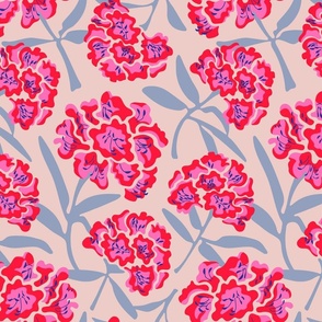 Rhododendron Floral Botanical in Fuchsia Red Blue - Original - MEDIUM Scale - UnBlink Studio by Jackie Tahara