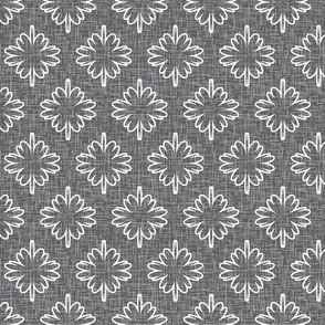 white daisies, chamomile, geometric flowers, daisy flowers, gray and white, floral, floral design, gray canvas, flower pattern, white flowers, large flowers, stylish, furniture upholstery, flax canvas, blooming,  nature, natural, geometric pattern