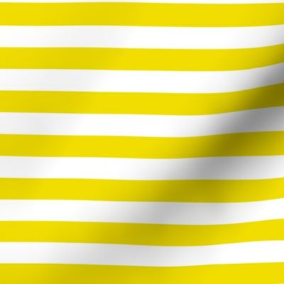 Dandelion Yellow Awning Stripe Pattern Horizontal in White