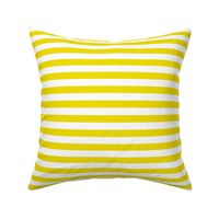 Dandelion Yellow Awning Stripe Pattern Horizontal in White