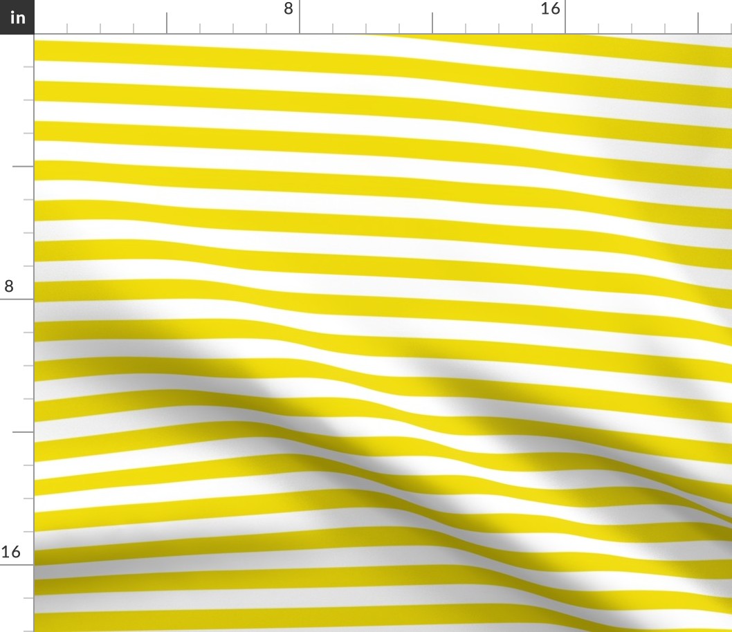 Dandelion Yellow Awning Stripe Pattern Horizontal in White