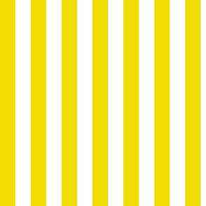 Dandelion Yellow Awning Stripe Pattern Vertical in White