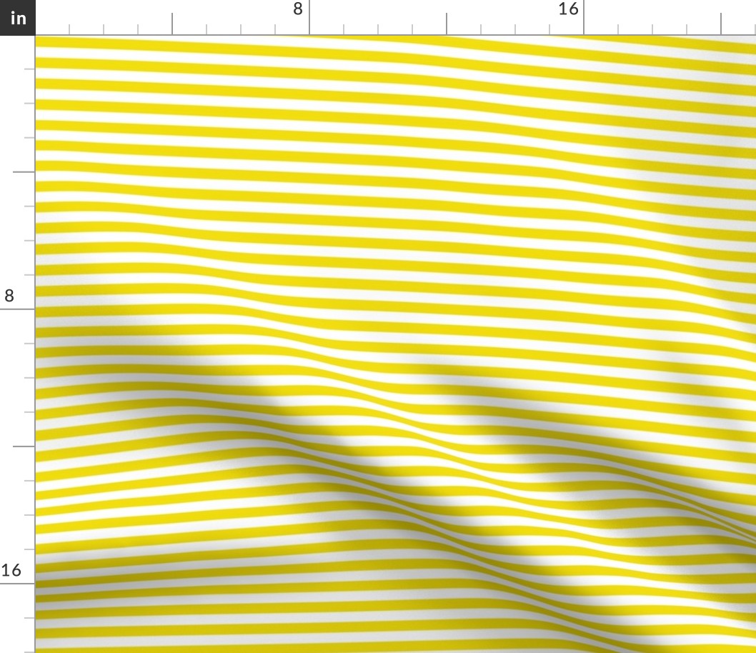 Dandelion Yellow Bengal Stripe Pattern Horizontal in White