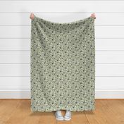 6" Royal Western Loose Florals with Dark Pastel Green Gingham Back
