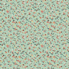 Ditsy flowers Mint green Small