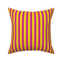 Dandelion Yellow Awning Stripe Pattern Vertical in Royal Fuchsia