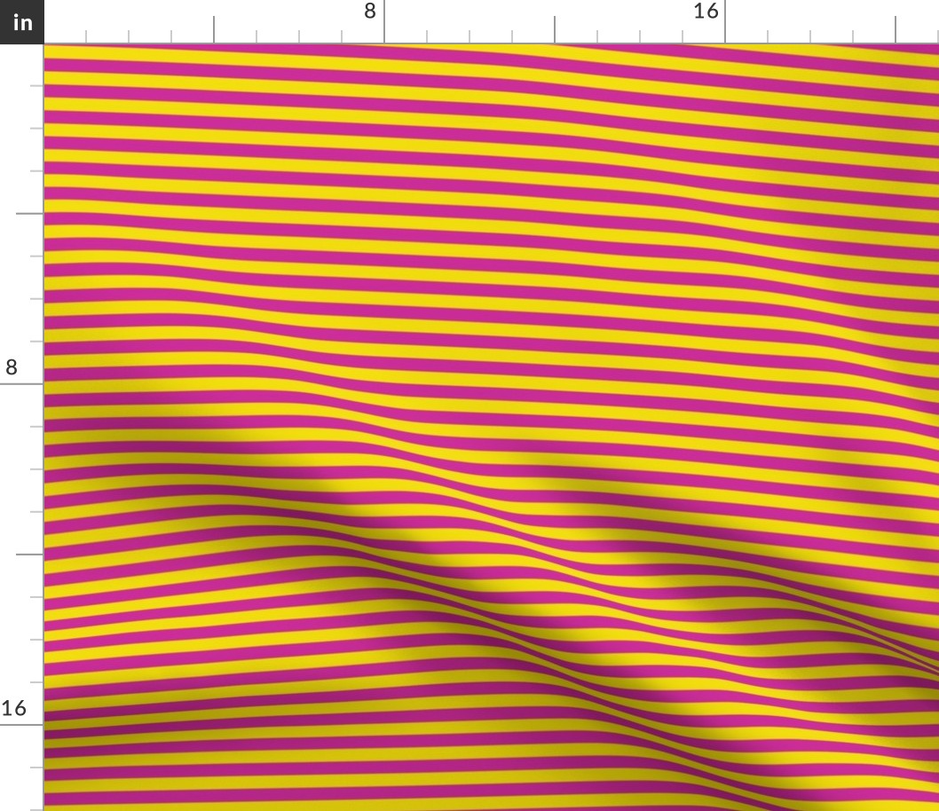 Dandelion Yellow Bengal Stripe Pattern Horizontal in Royal Fuchsia