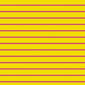 Dandelion Yellow Pin Stripe Pattern Horizontal in Royal Fuchsia