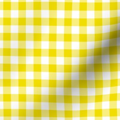 Gingham Pattern - Dandelion Yellow and White