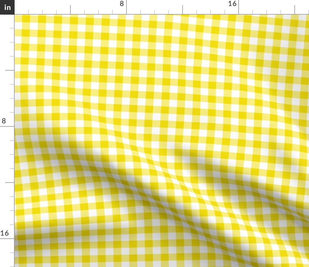 Gingham Pattern - Dandelion Yellow and White