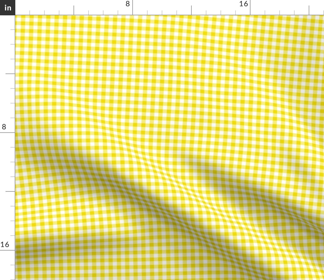 Small Gingham Pattern - Dandelion Yellow and White